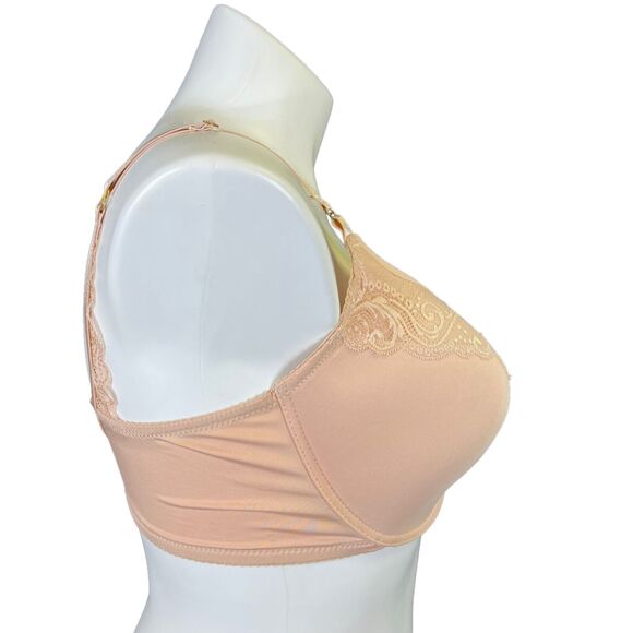 Delta Burke Womens Bra Lace Underwire Lightly Lined Full Coverage Beige 42D - Picture 3 of 9